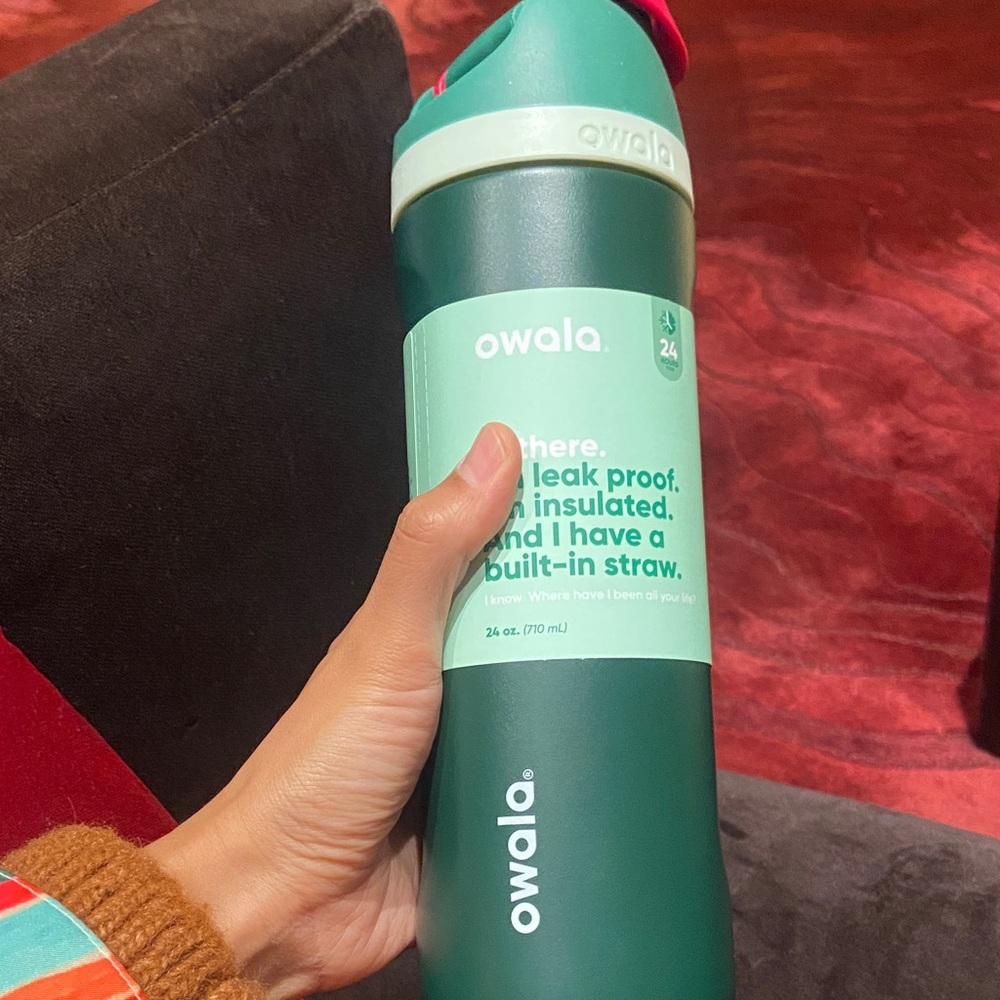 Owala Green Insulated Water Bottle with Built-in Straw. 2025 holiday